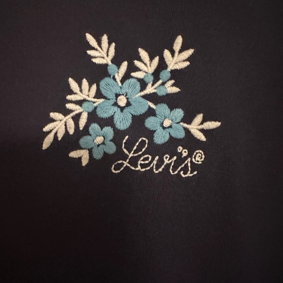 Levi's Black Tee with Blue Floral Embroidery - Picture 2 of 6